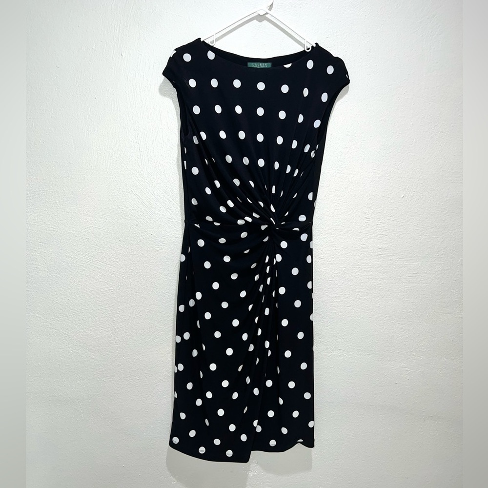 Lauren Ralph Lauren Black Polka Dot Sleeveless Dress